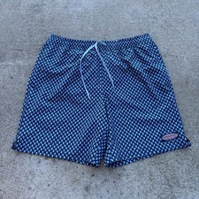 Vineyard Vines Swim Trunks Mens M Blue Gingham Whale Shells Elastic Waist