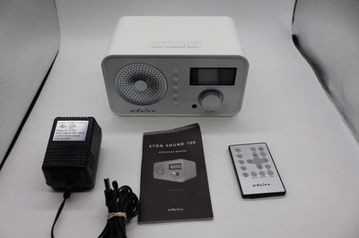 White Eton Sound 100 AM/FM Clock Radio w/ Instruction Manual and Remote - Works