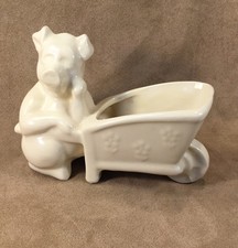 Vintage Shawnee Pottery  Pig With Wheelbarrow Ivory Planter