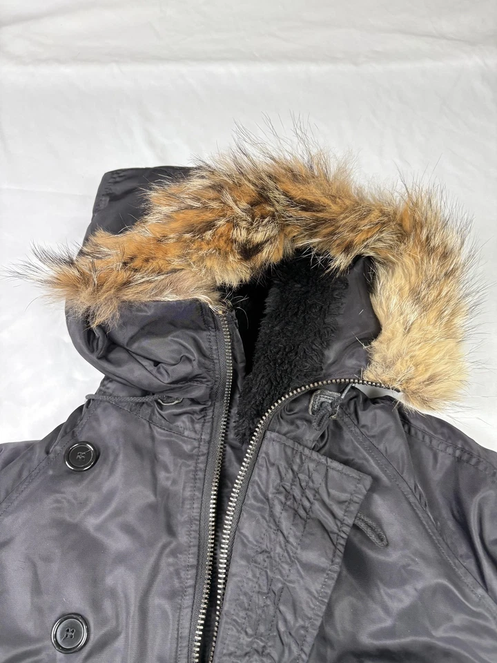 Parka Spiewak N-3B Para Hombres Mediana Negra Clima Extremo Frío Capucha Piel Hecha en EE. UU. Foto 3 de 4