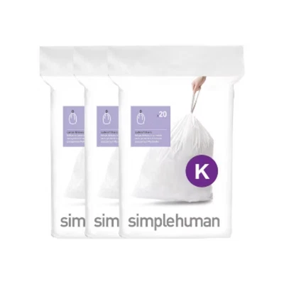 simplehuman 35-45L Code K Custom Fit Kitchen Trash Bag Liners 3 Quick Packs