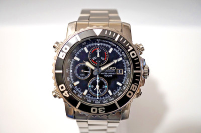Seiko Chronograph 7T32-7G20 Quartz Men's Watch Date Alarm  Working-(NOT 100% WR)