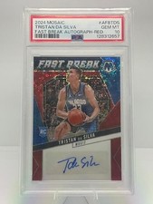 2024-25 Panini Mosaic TRISTAN DA SILVA RC Rookie Fast Break Red Auto /49 PSA 10