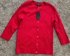 TOMMY HILFIGER Crewneck Cardigan Scarlet SZ:M ORG: 79.5 - NEW