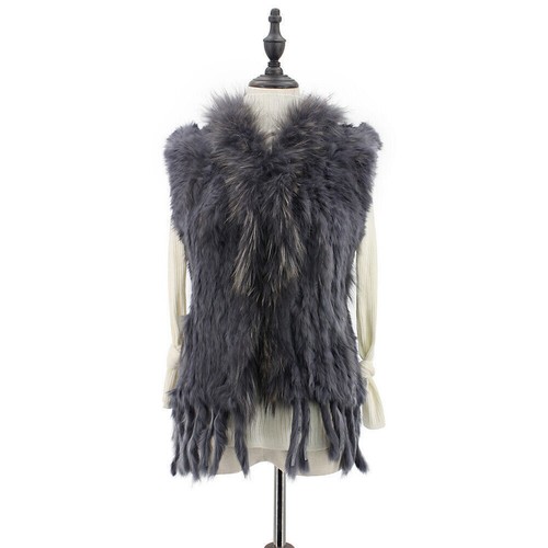 Women's Real Rabbit  Vest Gilet Tassels Excellent  Fur Coat Knitted Waistcoat C5 - Picture 20 of 23