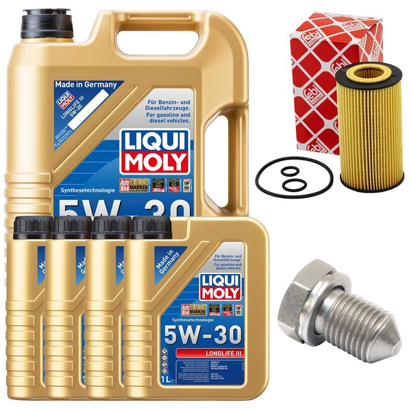 MotoröL Filter Set 5W-30 Liqui Moly 9 Liter + Schraube FüR Audi R8 5.2 Fsi 422-image