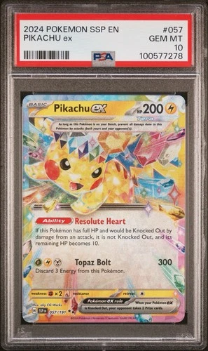2024 POKEMON SSP EN-SURGING SPARKS #057 PIKACHU EX PSA 10
