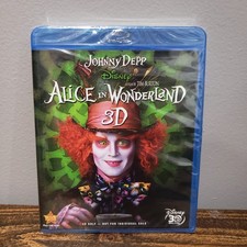 Alice in Wonderland 3D Blu-ray Disney Johnny Depp Tim Burton Mad Hatter New