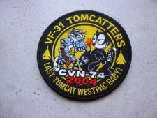 US NAVY VF-31 Tomcatters F-14 Tomcat Patch Last WESTPAC Baby '04 CVN-74 Original
