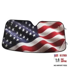 American Flag Windshield Sun Shade for Front Patriotic 57 31.5inch America Flag