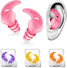 Waterproof Swimming Ear Plugs for Adults - 4 Pairs of Reusable Soft Silicone