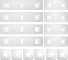 14Pcs Clear Adhesive Shower Caddy Strips, No Drill Waterproof Bath Shelf Hooks