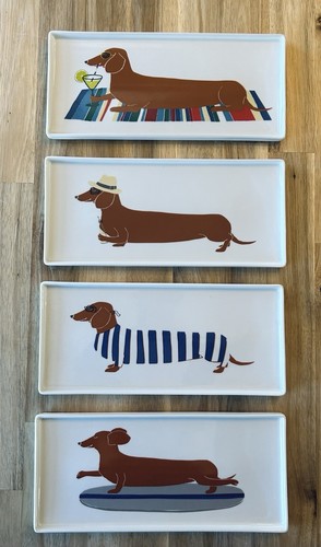 West Elm Claudia Pearson Dachshund Wiener Hot Dogs Ceramic Plates Trays Summer 4