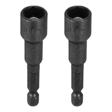 2pcs Nut Driver Drill Bit 10mm 6-Point Socket 1/4" Hex Shank Nut Setter, Black
