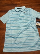 NWT Boys Nike Golf Dri-FIT Short Sleeve Striped Polo Shirt Medium 52