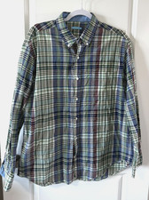 J.McLaughlin Mens blue and brown Plaid Long Sleeve Button Down shirt L NWOT
