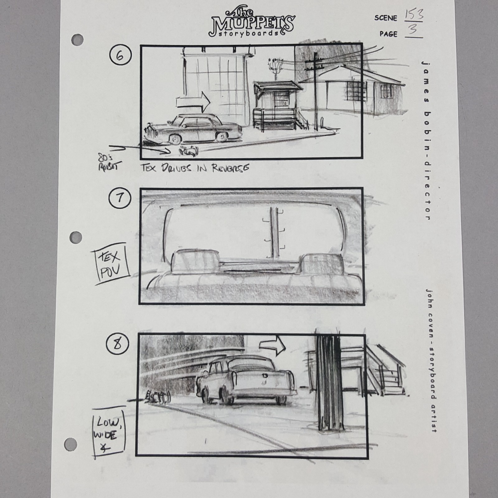Image 7 of The Muppets (2011) - Production Used Storyboard, Tex Takes off in Car, COA