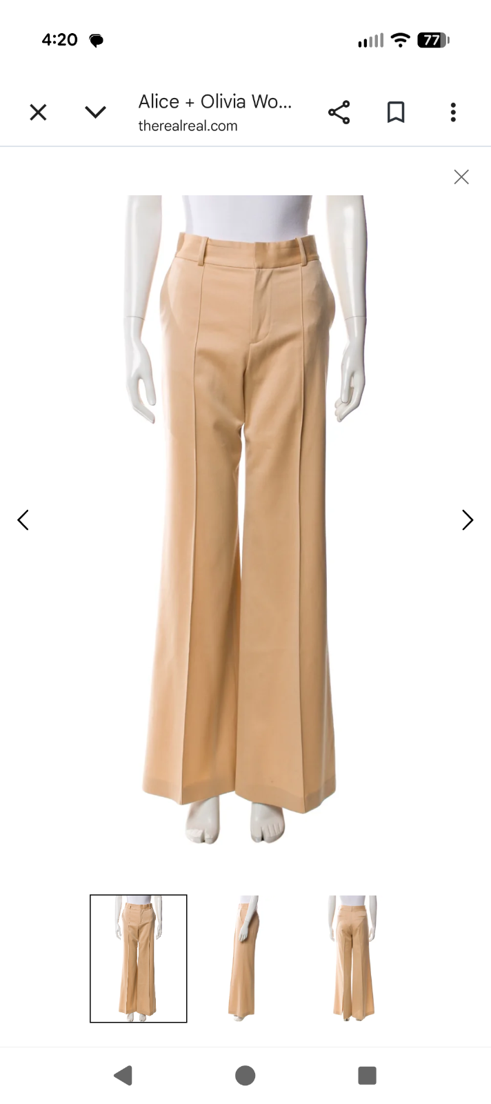Alice and Olivia Classic Wool Wide Leg Pants size 14