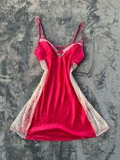 Victoria's Secret Hot Pink Satin and Lace Chemise Slip Nightie