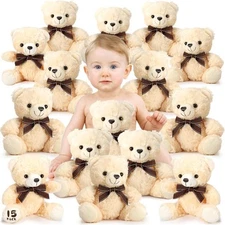 Jenaai 15 Pcs Teddy Bear Stuffed Animal, 8 Inch Bears, Soft Light Brown 