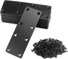 20 Pack Flat Mending Plate 5-1/2 x 2 Black Steel Repair Brace Plates with Screws