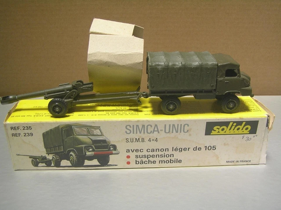 Solido 235 239 Simca-Unic SUMB 4x4 Military Truck + Cannon made in France NMIB+ - Image 4 of 4