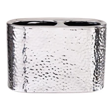 Elle Décor Hammered Metallic Ceramic Toothbrush Holder -