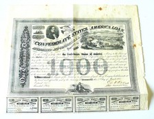 Wojna USA Skonfederowane Stany Ameryki Obligacja Richmond 1863 + kupony