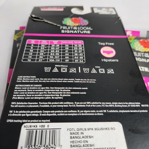 Fruit of the Loom Girls Underwear Size 6 – 3 Packs of 5 Hipsters Ultra Soft New - Picture 12 of 13