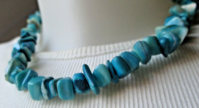 Collier Vintage Ancien En Turquoise Et Pierres - Longueur 41-45 Cm - Bijou Bohème Occasion