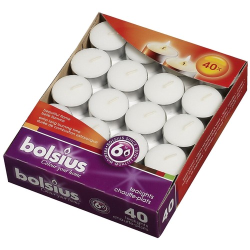 Luz de té Bolsius en paquete de 40 con aproximadamente 6 horas de duración de combustión blanca vers. Cantidades - Imagen 8 de 21