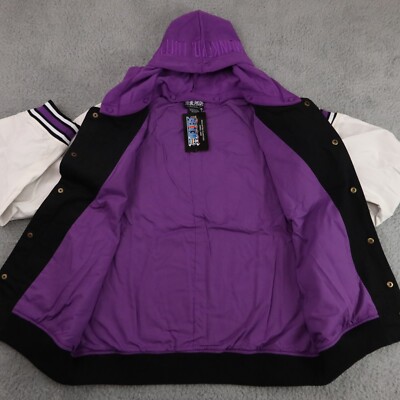 One Piece Varsity Jacket Mens Medium Purple Monkey D Luffy One Piece Varsity Jacket Mens Medium Purple Monkey D Luffy