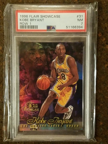 KOBE BRYANT 1996 Fleer Row 1 Flair Showcase Rookie RC PSA 7 NM #31 HOF GRACE MVP