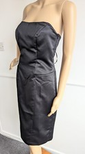 PRINCIPLES Black Boned Bandeau Knee Length Straight Evening Dress Size S UK 10