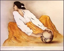 R C Gorman Vintage 1983 Gallery Poster "Pottery Keeper"  Mat Finished Paper OBO