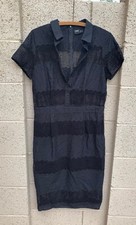 Asos Black Floral and Mesh Button up Midi Dress Size 10 - Little Black Dress