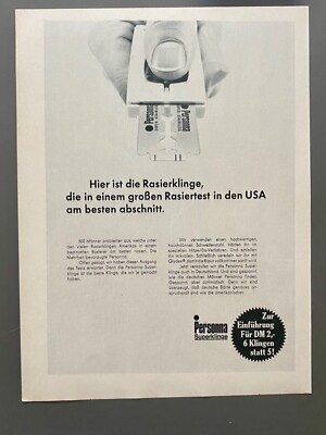 Personna Superklinge Rasierklinge Nassrasur 1969 Vintage Ad Werbung Reklame