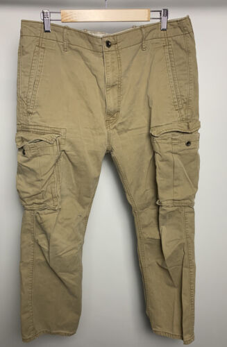 Levis 36x27 Cargo Khakis Pants White Label Cotton Free Shipping Tan Pockets - Afbeelding 1 van 9