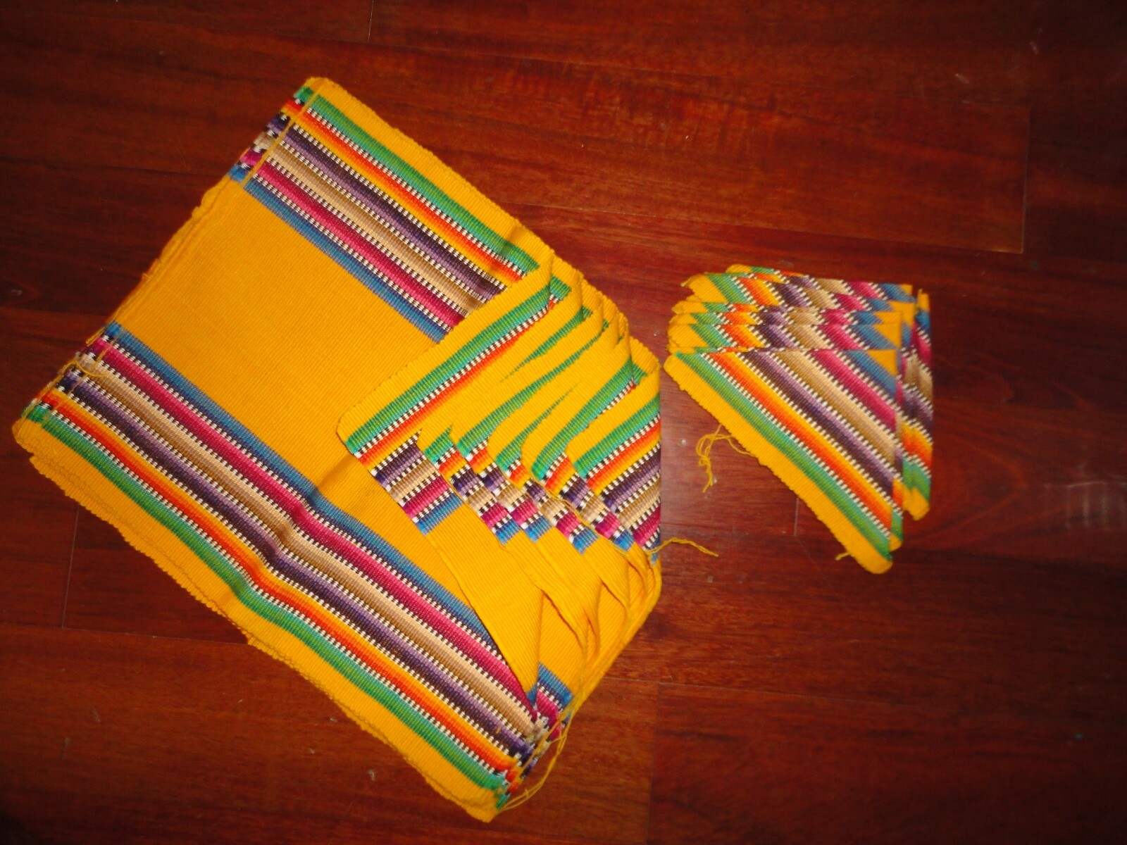 SOUTHWESTERN BOLD SERAPE STRIPE MARIGOLD (12P) PLACEMATS, COCKTAIL