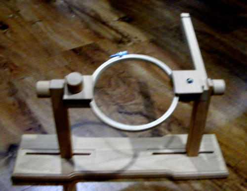 Wooden stand for embroidery frames, takes 6"-12" width, + 6" 8.5" 18.5" hoops