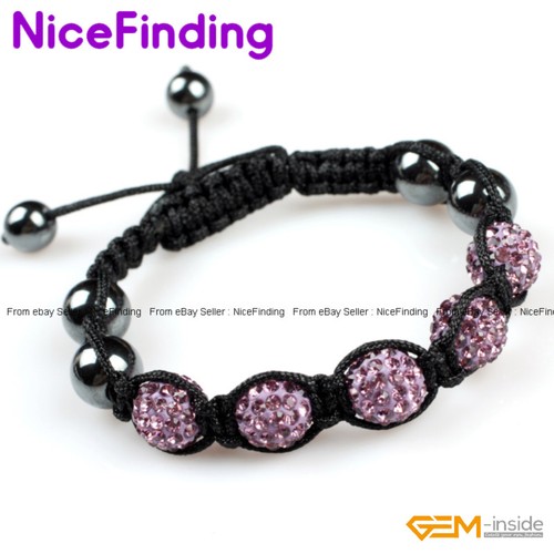 10 mm Bola de discoteca arcilla estrás CZ cristal pavimentado pulsera joyería mujeres hombres regalo - Imagen 4 de 37