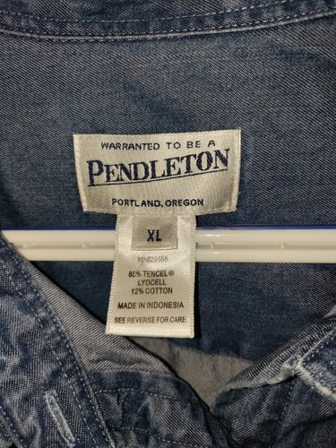 Pendleton Womens Button Up Shirt Size XL Blue Tencel Long Sleeve Collared - Picture 3 of 4