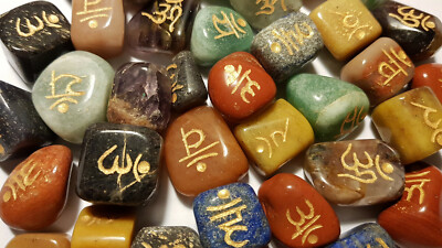 GROSSMENGEN 7 Chakra Sanskrit Trommelsteine (7 Steine/ Set) tumbled stones