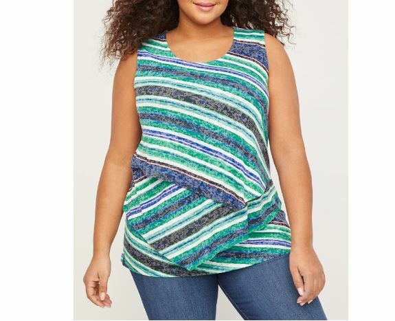 Catherines Petite 0X 14/16 Striped Layers Tank Top Blouse