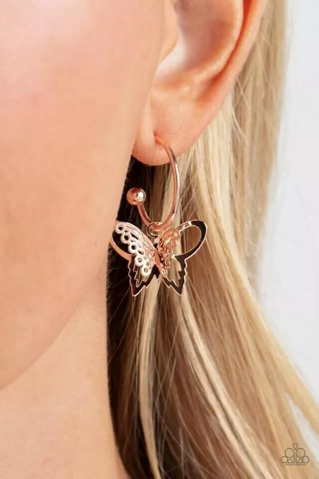 Paparazzi rose gold hoop earrings cheap