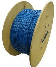 6mm Blue Polypropylene Rope x 500m Wooden Drum Cable Pulling Draw Cord 3 Strand