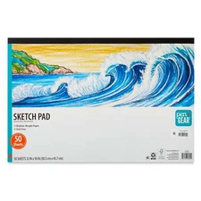 Pen+Gear Medium Weight Sketch Pad, White,18" x 12", 50 Acid Free Sheets