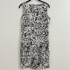 Calvin Klein Pencil Midi Dress Size 6 White and Black Tiered Sleeveless Career