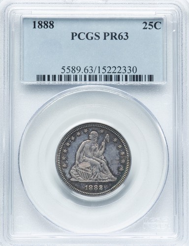Liberty Seated Quarter 1888 PCGS Proof-63! Super Nice Coin! Amazing Old Toning! - Picture 3 of 8