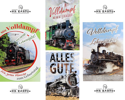 Glückwunschkarte Eisenbahn Geburtstagskarte Bahn Karte Dampflok
